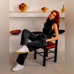 OGL FuzzLuxe High Waisted Straight Leg Pull On Pant - black